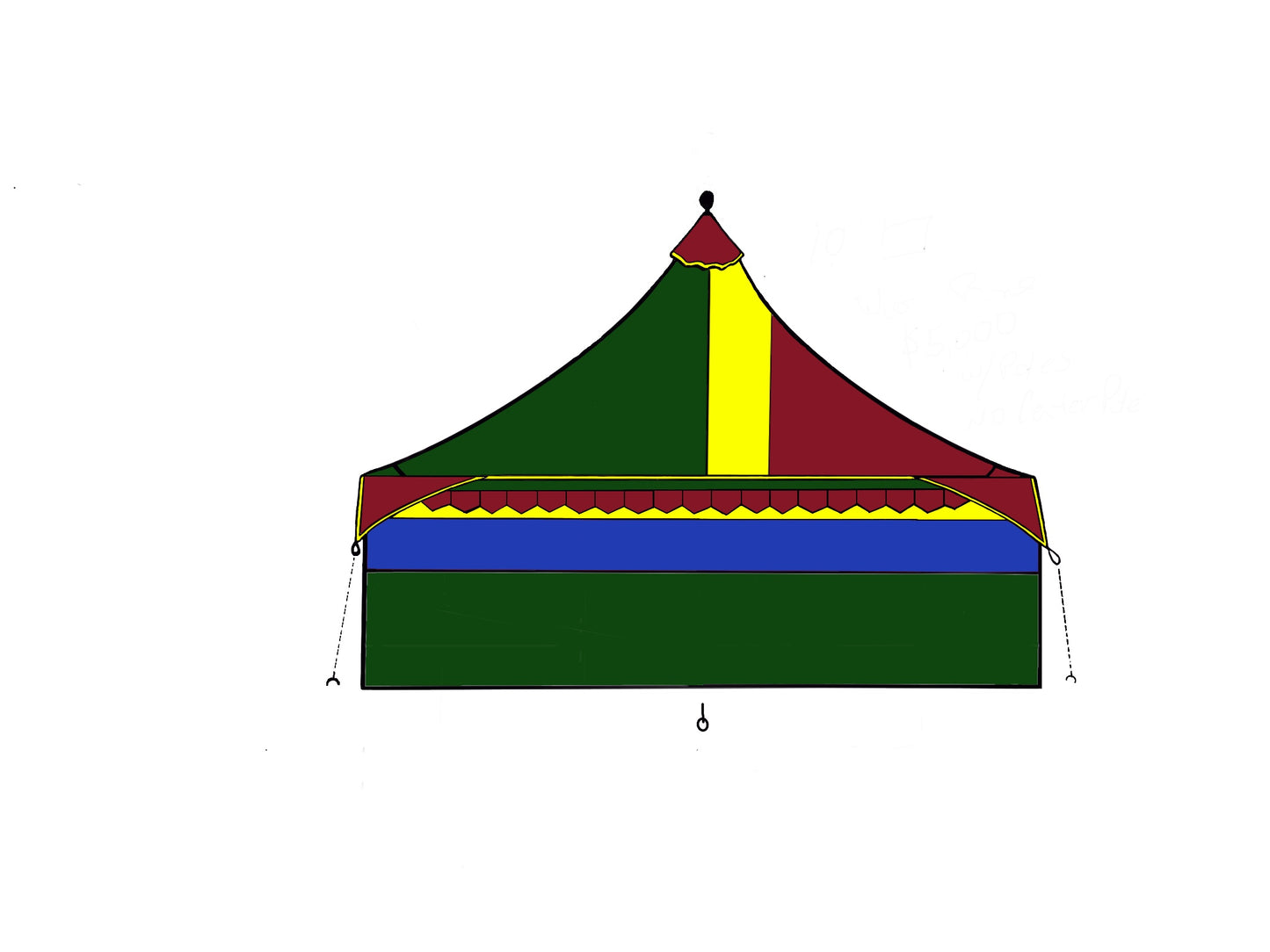 Oakenfoot Faire Tents – 10', 12', 15-foot square, International Flag Theme, tent system