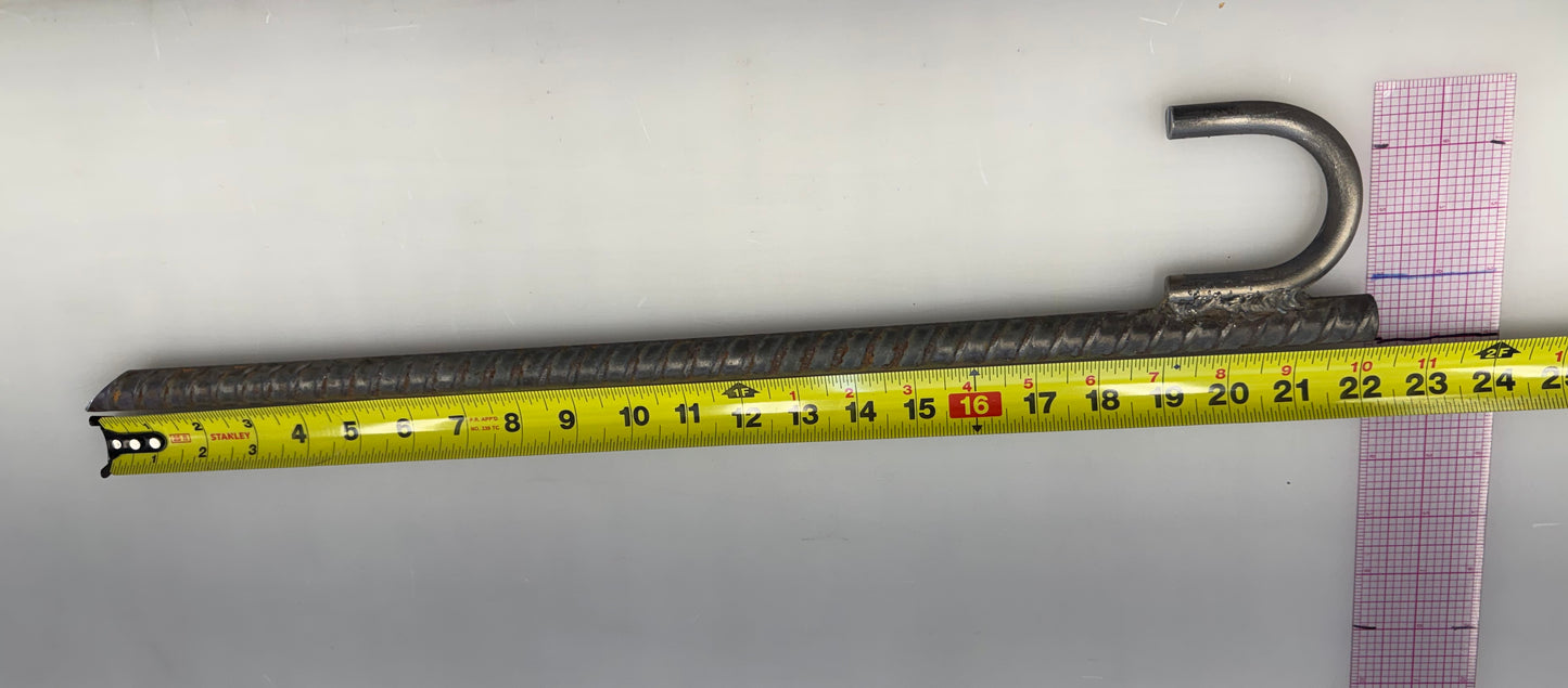 Oakenfoot steel rebar stake 20" x 3/4" with steel hook, Pavillions and Parts