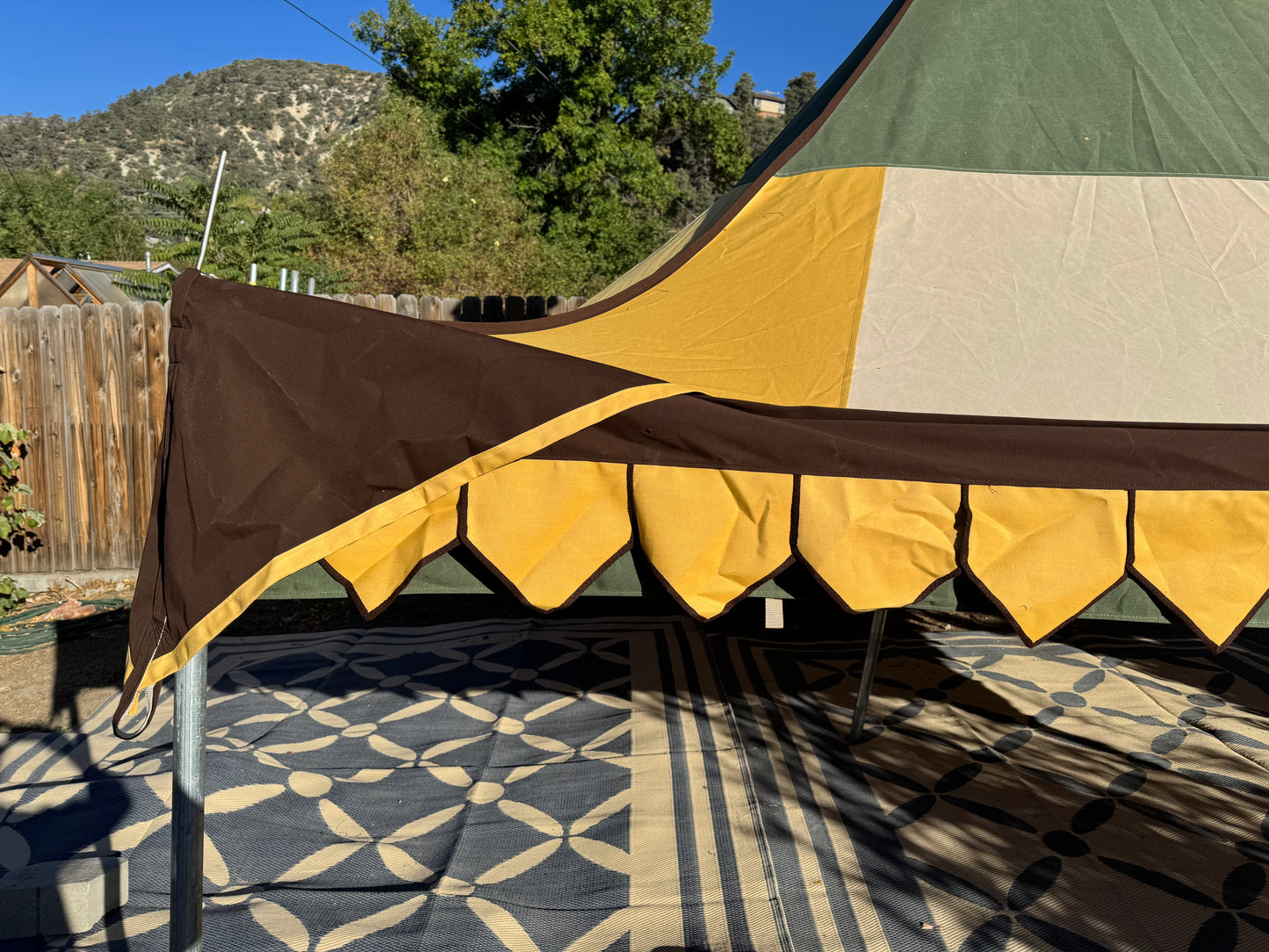 Oakenfoot 12-footer with GOLD Sunbrella tent system, Off the Shelf Tent