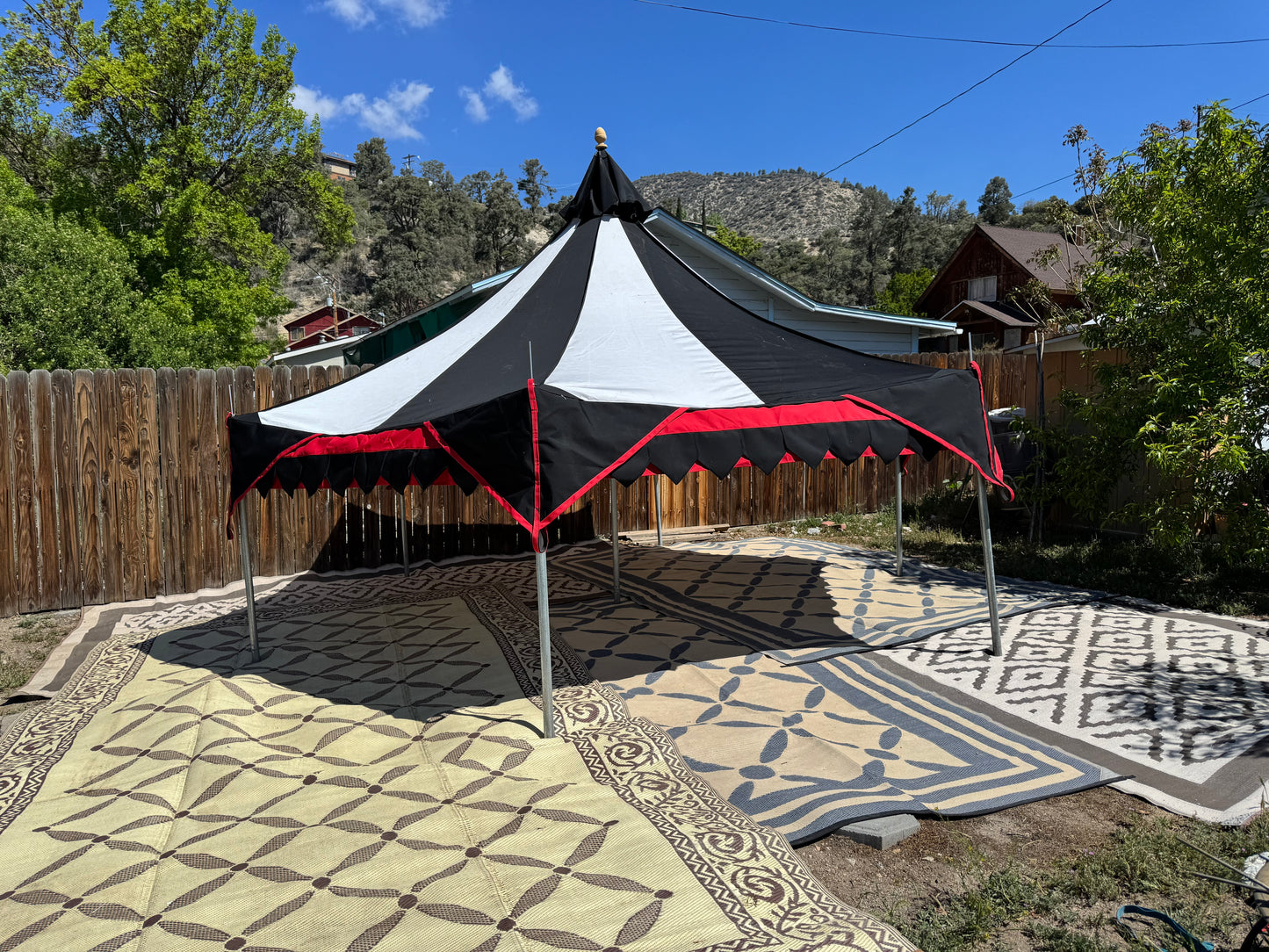 Oakenfoot 15' hexagon Faire Sails pattern tent system, build-a-tents