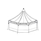 Oakenfoot Custom 15' hexagon Faire Sails pattern tent system, build-a-tents
