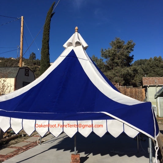 Oakenfoot Faire Tents - 10' & 12-foot square, Flag of Scotland Theme, Sunbrella pavilion style complete square tent system