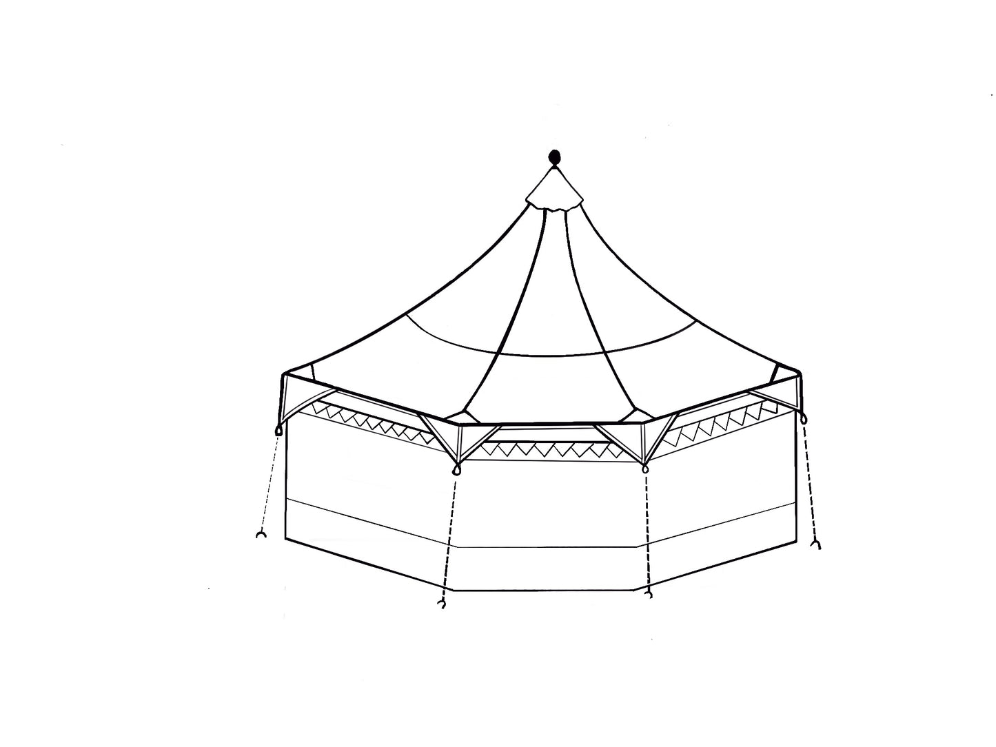 Oakenfoot Faire Tents - build-a-tent Hexagon shape